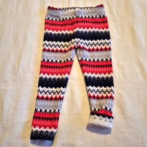 Gymboree Outlet girls size 2T fuzzy lined Fair Isle leggings, vguc